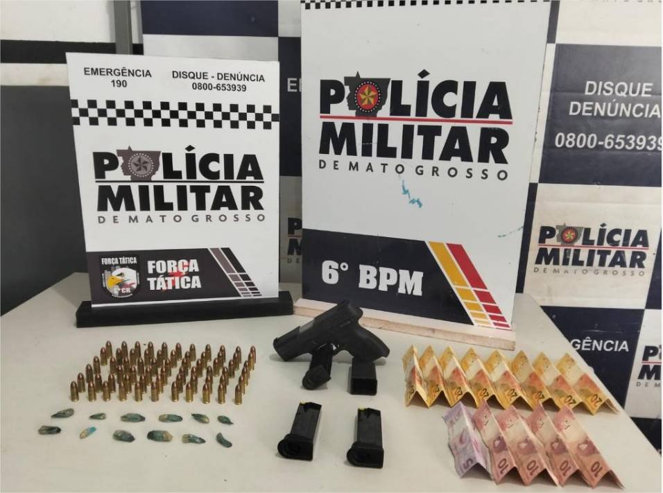 Polícia Militar conduz três faccionados e apreende pistola e 65 munições