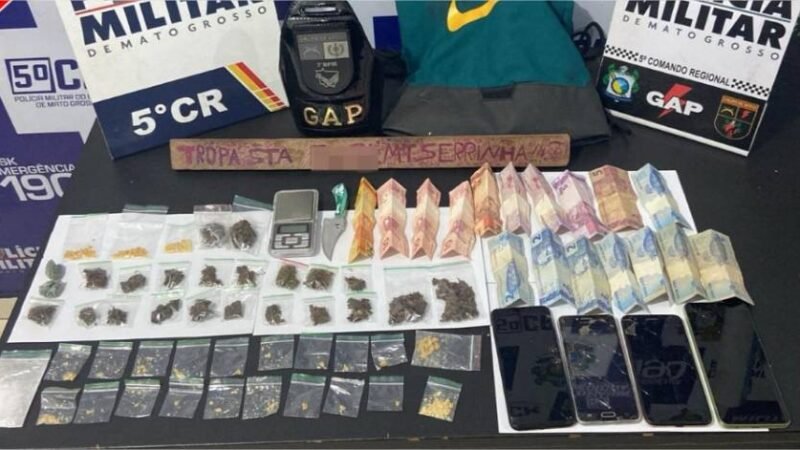 Polícia Militar prende dois faccionados em flagrante suspeitos por tráfico de drogas em Barra do Garças