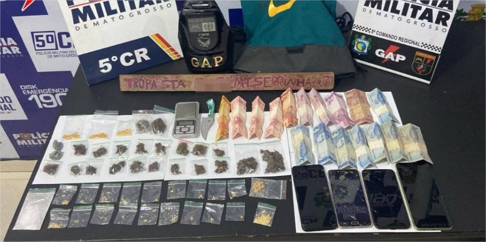 Polícia Militar prende dois faccionados em flagrante suspeitos por tráfico de drogas em Barra do Garças