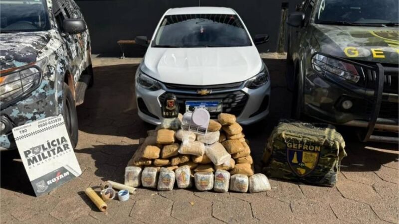 Rotam e Gefron apreendem 117 quilos de entorpecentes e recuperam carro furtado em Várzea Grande