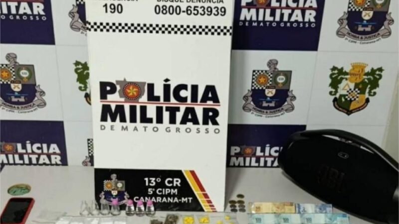 Polícia Militar prende dois homens com maconha, cocaína e drogas sintéticas em Canarana