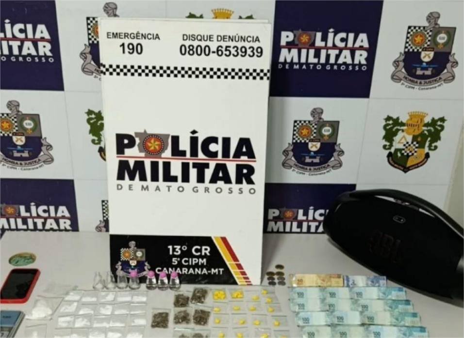 Polícia Militar prende dois homens com maconha, cocaína e drogas sintéticas em Canarana