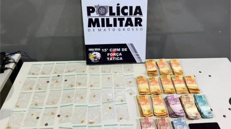 Força Tática prende homem por tráfico de drogas, apreende entorpecentes e R$3,8 mil em dinheiro