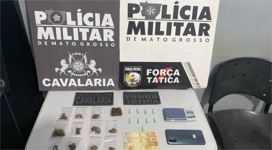 Cavalaria da Polícia Militar apreende 73 porções de drogas e prende dois suspeitos por tráfico