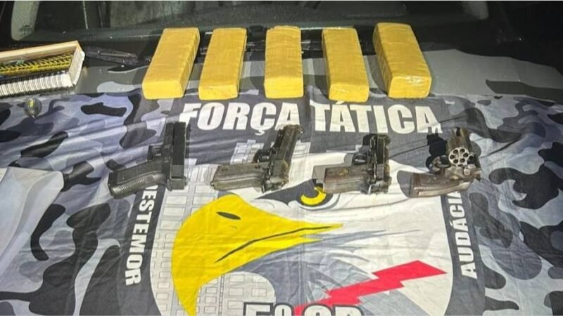 Força Tática apreende armas de fogo e tabletes de maconha com faccionados em Barra do Garças