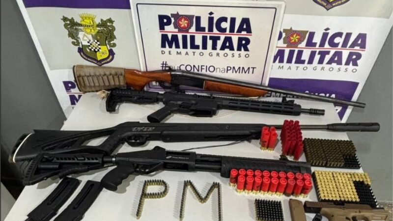 Polícia Militar apreende cinco armas de fogo e mais de 400 munições em Guiratinga
