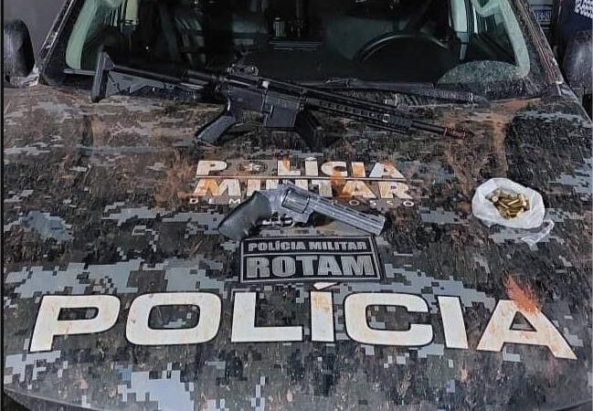 Rotam apreende arma de fogo, munições e simulacro de fuzil em Pontes e Lacerda