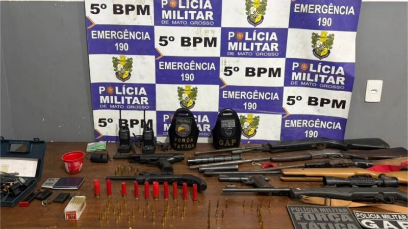 Polícia Militar apreende arsenal de armas e munições em zona rural de Rondonópolis