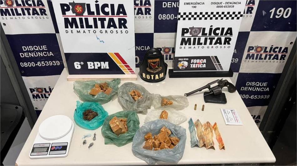 Rotam prende suspeito por tráfico ilícito de drogas e porte ilegal de arma em Cáceres