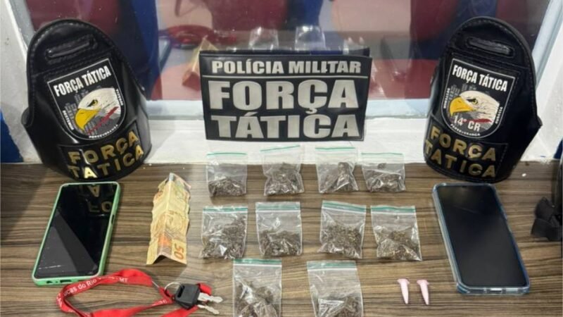 Polícia Militar Força Tática prende faccionado por tráfico de drogas e apreende porções de entorpecentes