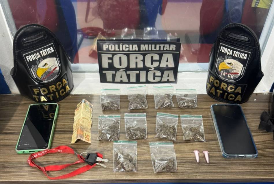 Polícia Militar Força Tática prende faccionado por tráfico de drogas e apreende porções de entorpecentes