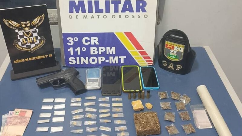 PM prende três faccionados por tráfico de drogas e apreende 56 porções de entorpecentes