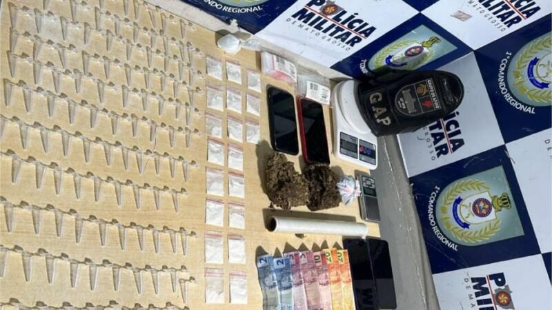 Polícia Militar detém três suspeitos por tráfico ilícito de drogas em Cuiabá