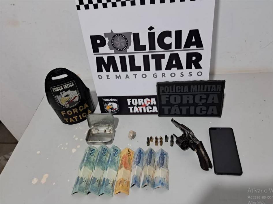 Força Tática prende faccionado por porte ilegal de arma de fogo em Tangará da Serra