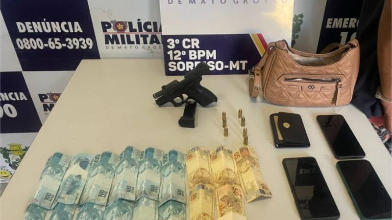 PM prende três faccionados por sequestro, apreende pistola e R$1,4 mil