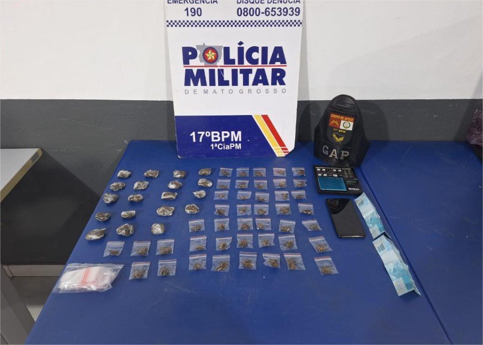Faccionado é preso pela PM com 62 porções de entorpecentes