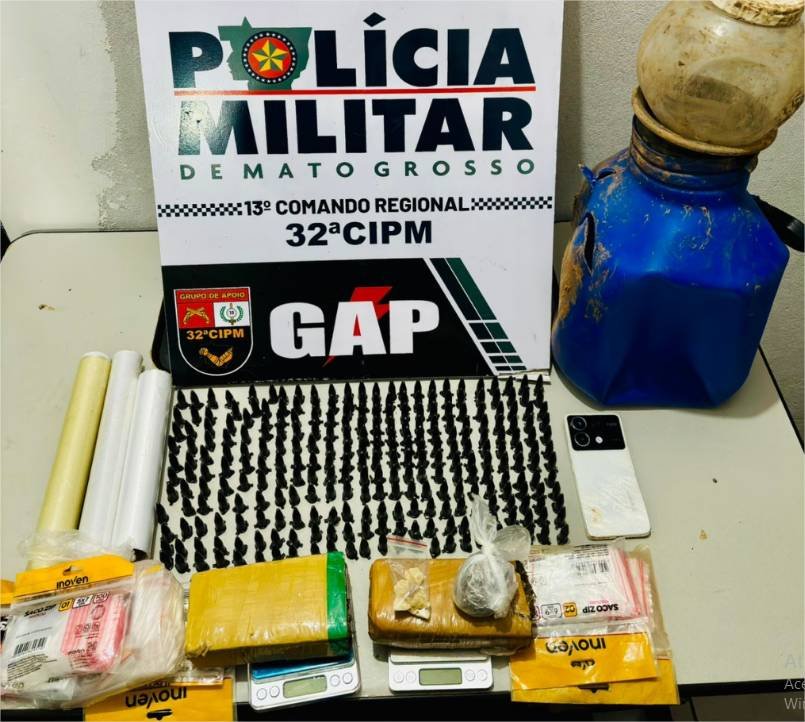 PM prende faccionado com drogas e máquinas caça-níqueis em Nova Xavantina