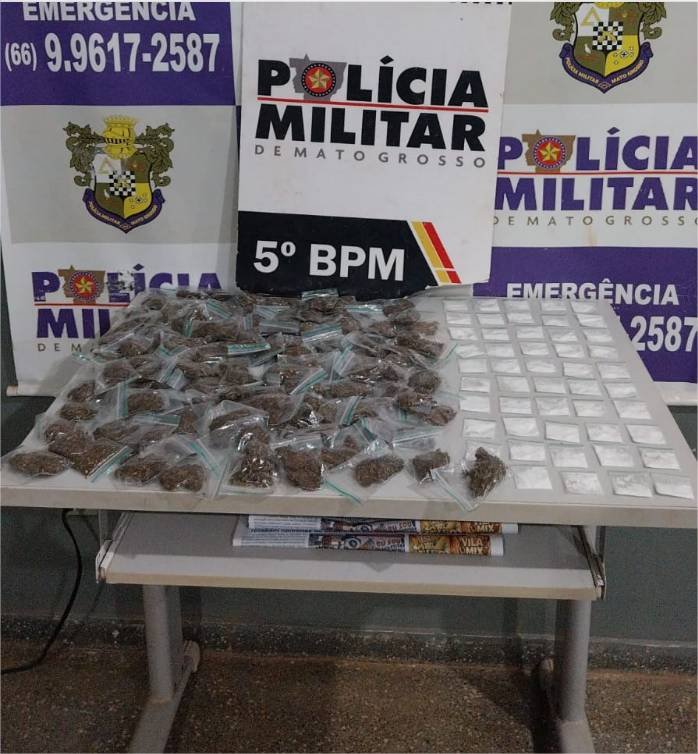 Polícia Militar apreende 151 porções de drogas com motociclista em Tesouro