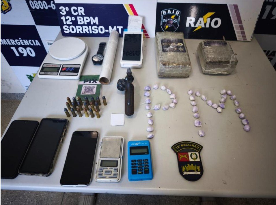 Polícia Militar prende dupla por tráfico de drogas e porte ilegal de arma de fogo