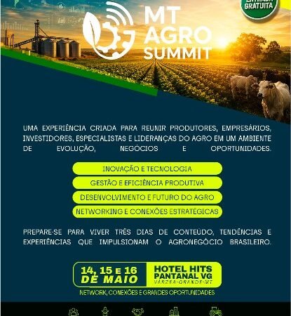 MT Agro Summit reúne inovação, gestão e futuro do campo em Várzea Grande