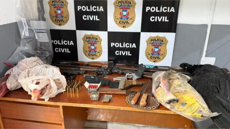 Polícia Civil prende 10 pessoas e apreende 7 armas em operação na zona rural de Canarana