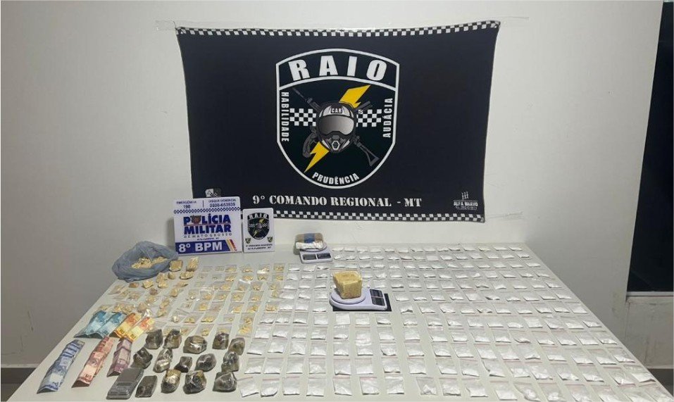 Polícia Militar prende faccionada com 260 porções de drogas em Alta Floresta