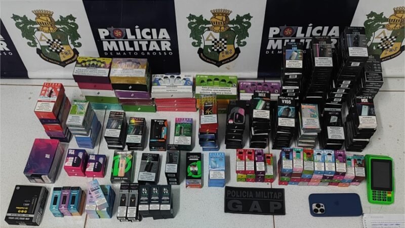 Polícia Militar apreende 298 cigarros eletrônicos e prende suspeito por contrabando