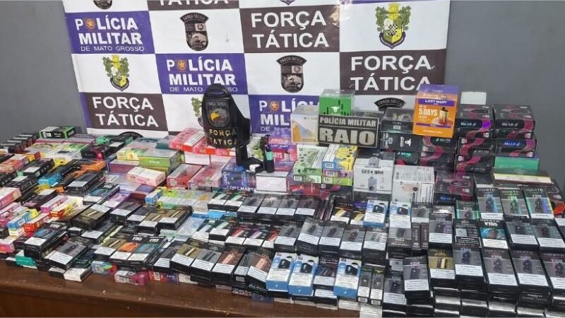 Força Tática apreende 2.131 cigarros eletrônicos e causa prejuízo de R$ 300 mil ao crime