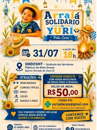 Arraiá Solidário busca arrecadar recursos para tratamento de menino cuiabano contra doença ultrarrara