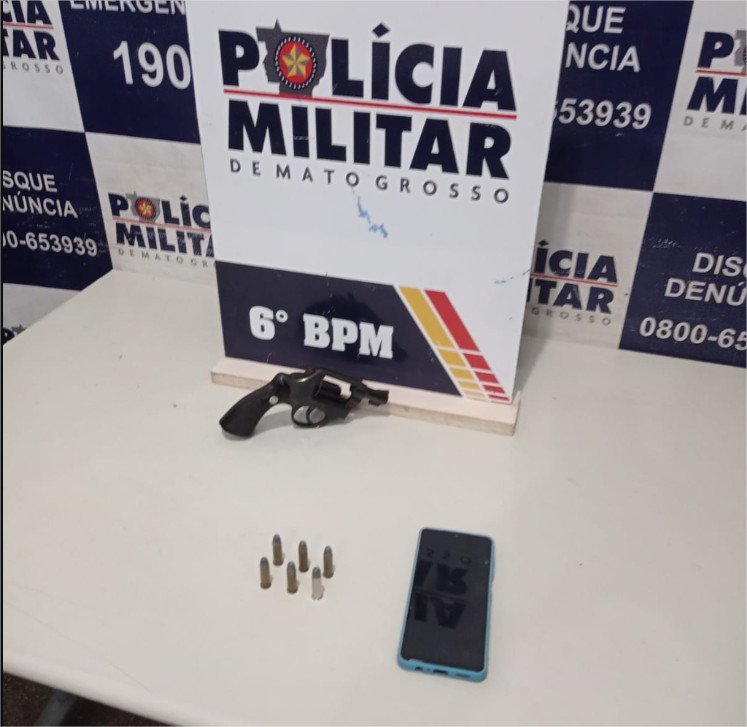 Polícia Militar conduz homem e adolescente faccionados à delegacia e apreende revólver em Cáceres