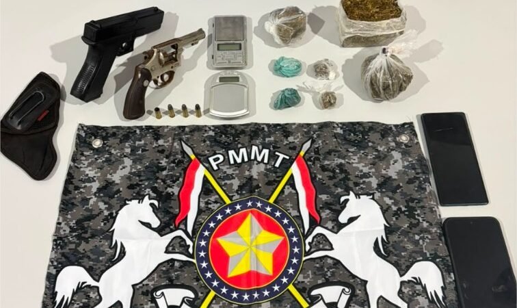 Cavalaria da PM prende suspeitos por porte de arma e tráfico de drogas em Matupá