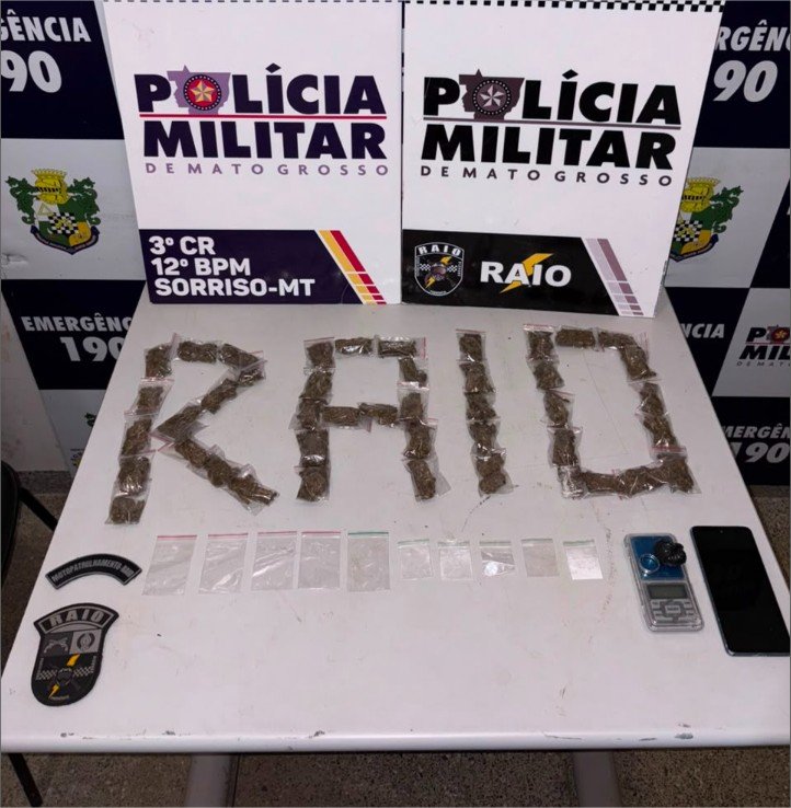 Polícia Militar apreende armas de fogo e 47 porções de drogas em Sorriso