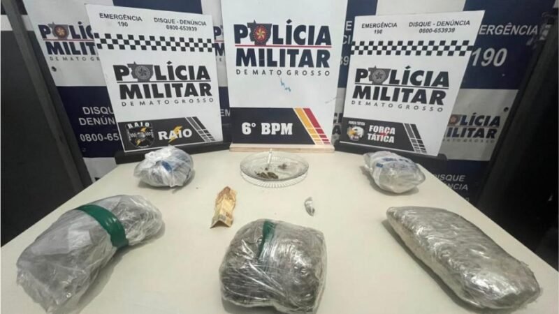 Polícia Militar conduz três pessoas com pacotes de maconha em Cáceres