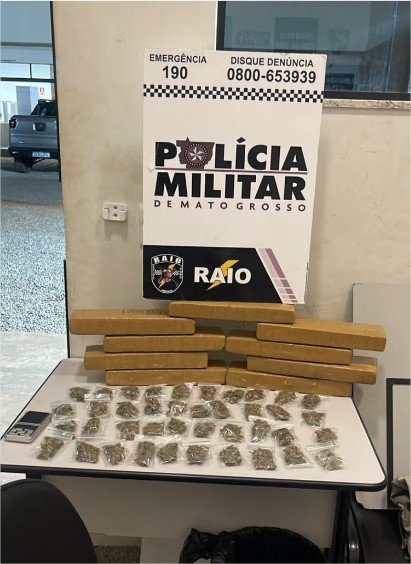 Polícia Militar prende faccionado com nove tabletes e porções de maconha em Sorriso