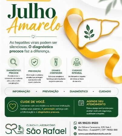 Julho Amarelo reforça a importância da prevenção e do diagnóstico precoce das hepatites virais