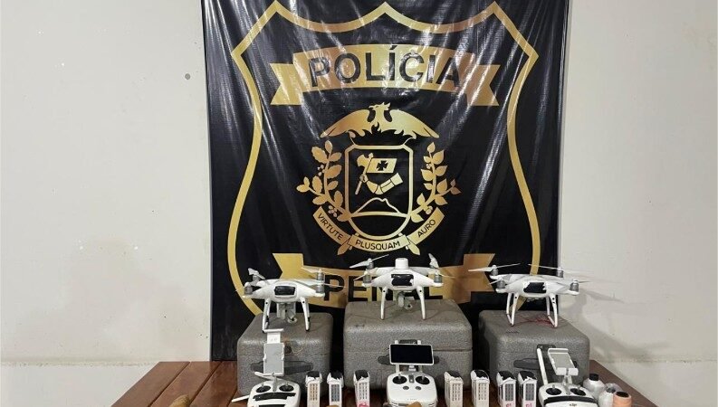 Polícia Penal apreende drones, celulares e equipamentos usados para envio de materiais ilícitos à Penitenciária da Mata Grande