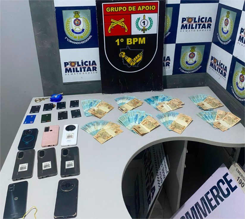 Polícia Militar localiza mala com R$ 8 mil e prende suspeito por golpes na internet em Cuiabá