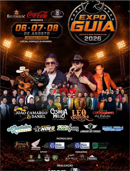 Expo Guia 2026 terá três dias de festa gratuita com shows, rodeio inédito de cavalos, fazendinha e parque de diversões
