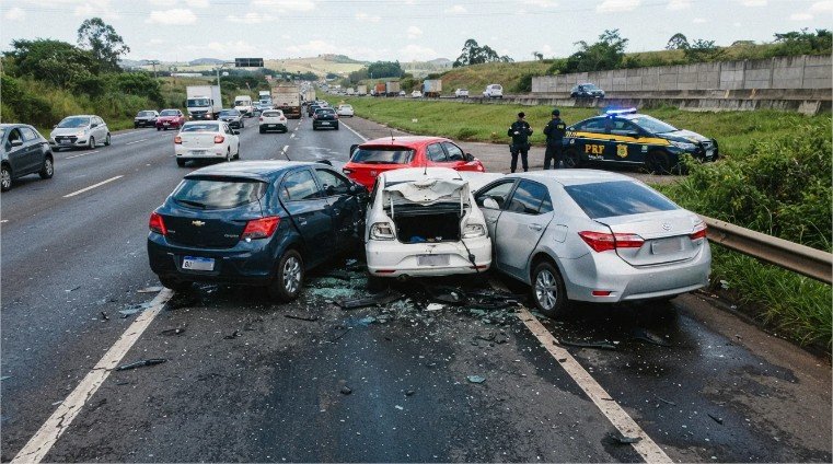 Motorista embriagado provoca engavetamento de quatro veículos na Rodovia MT-010, a Estrada da Guia, em Cuiabá