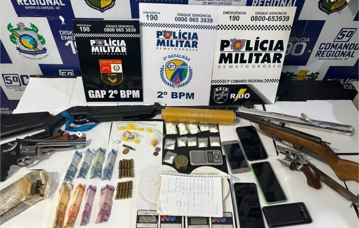 Polícia Militar prende dupla de faccionados com armas e drogas em Barra do Garças