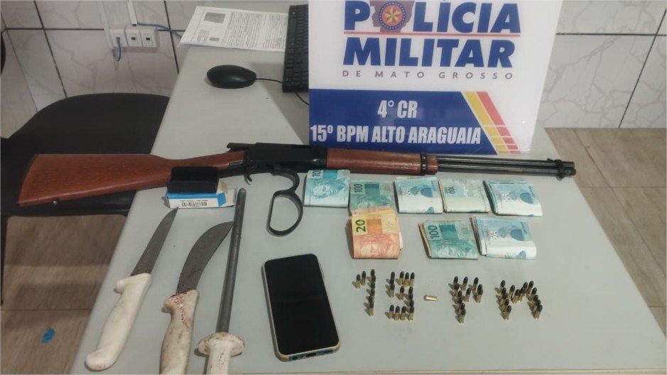 Polícia Militar prende suspeito por porte ilegal de arma de fogo em Alto Araguaia