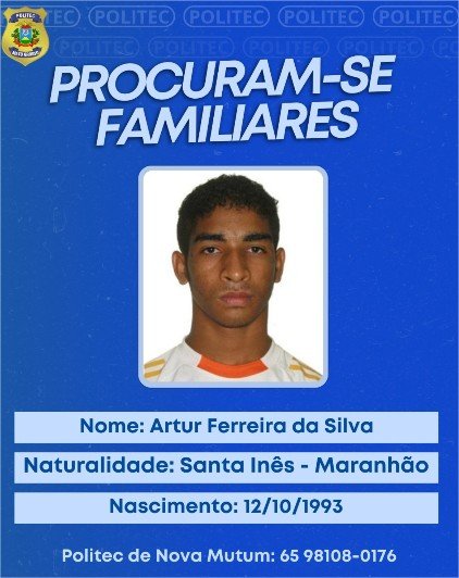 Politec procura familiares de homem vítima de homicídio em Nova Mutum