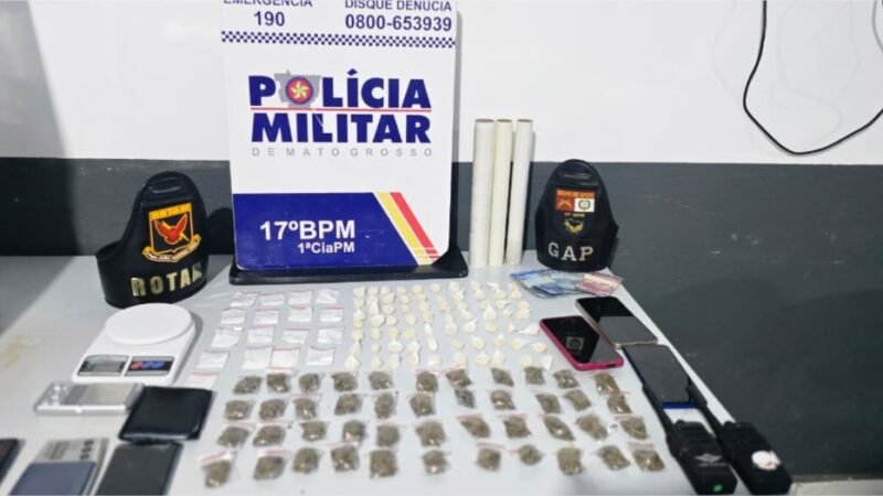 Polícia Militar conduz pai e filho e apreende 130 porções de drogas em Mirassol d’Oeste