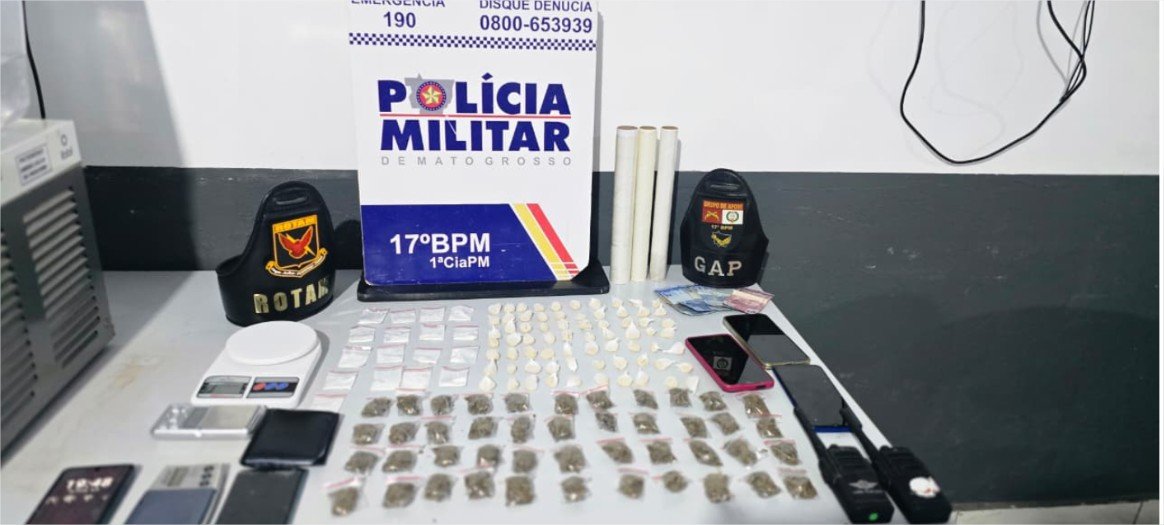 Polícia Militar conduz pai e filho e apreende 130 porções de drogas em Mirassol d’Oeste