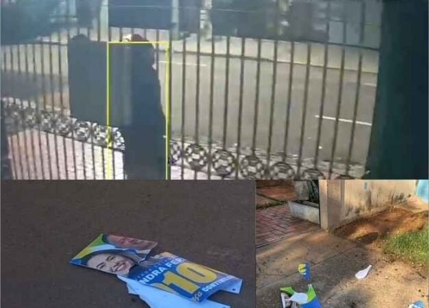 JOGO SUJO: placas de Alessandra Ferreira são arrancadas de casas de apoiadores por dupla de moto em Rondonópolis