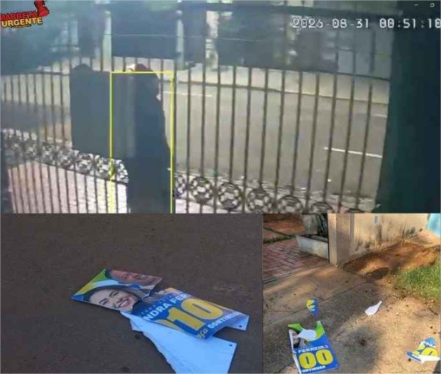 JOGO SUJO: placas de Alessandra Ferreira são arrancadas de casas de apoiadores por dupla de moto em Rondonópolis