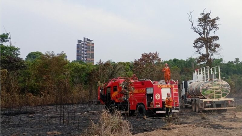 Corpo de Bombeiros extingue incêndio na Trilha da Bica