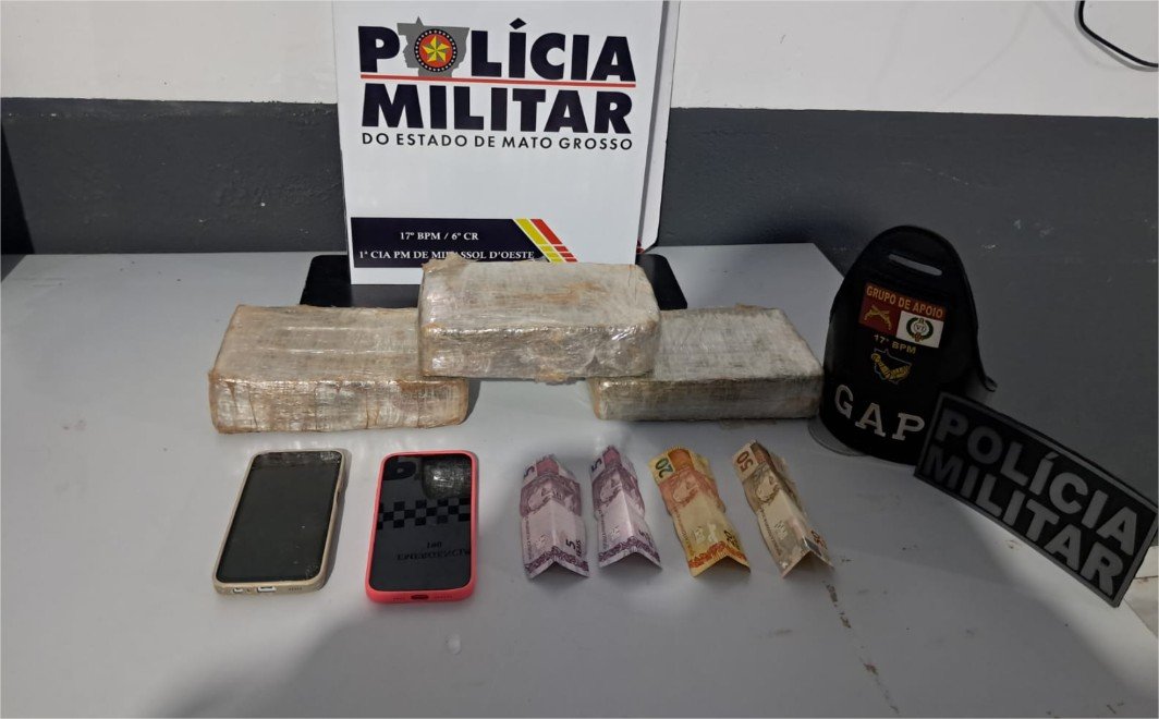 Polícia Militar prende dupla com três quilos de maconha em Mirassol d’Oeste