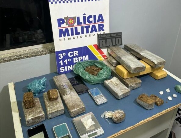 Polícia Militar prende dois faccionados com 10 tabletes e porções de drogas em Sinop