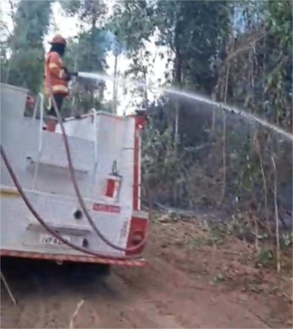 Corpo de Bombeiros combate incêndio em área de vegetação em Sinop